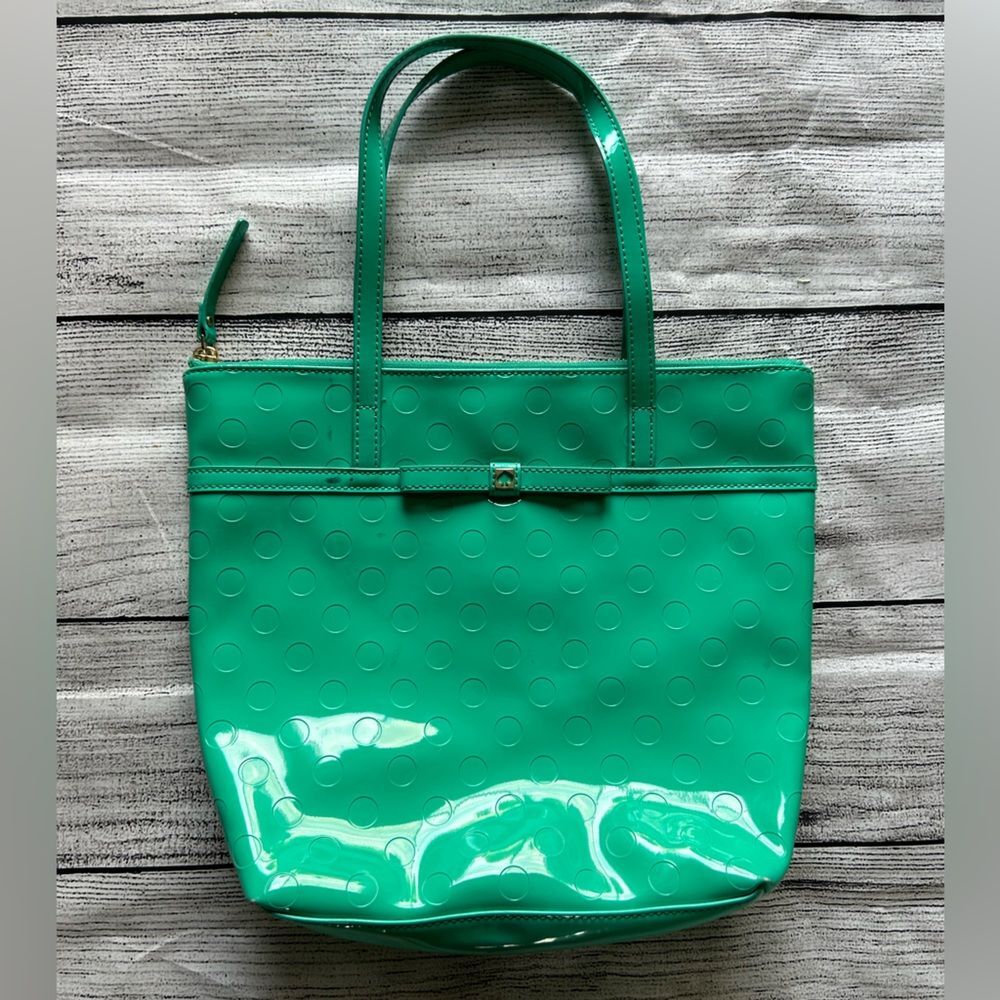 Kate Spade Camellia Jeralyn Bow spring green bow polka dot shoulder bag